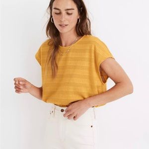Pointelle Knit Short-Sleeve Crop Top size small